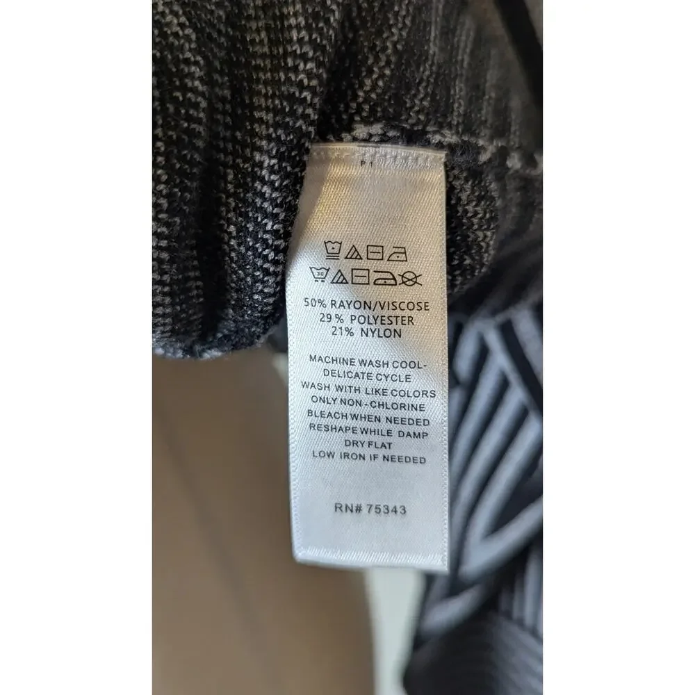 NWT Monochrome Minimalist Tight-Knit Geometric Mock Neck Sweater Relaxed S